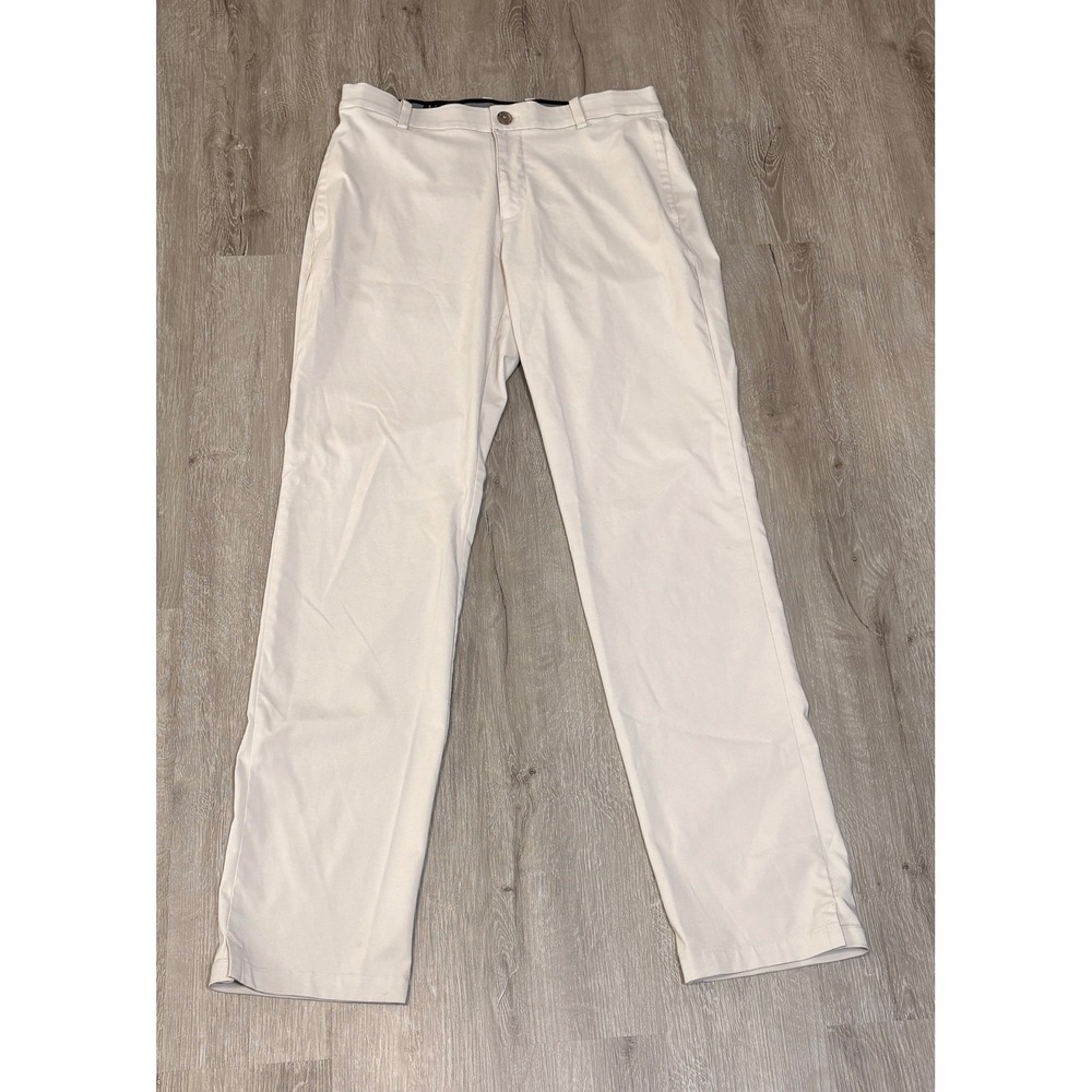 Nike Dri-FIT Mens Golf Pants 32x34 Beige Khaki AJ5489-072 Slim Straight Trousers